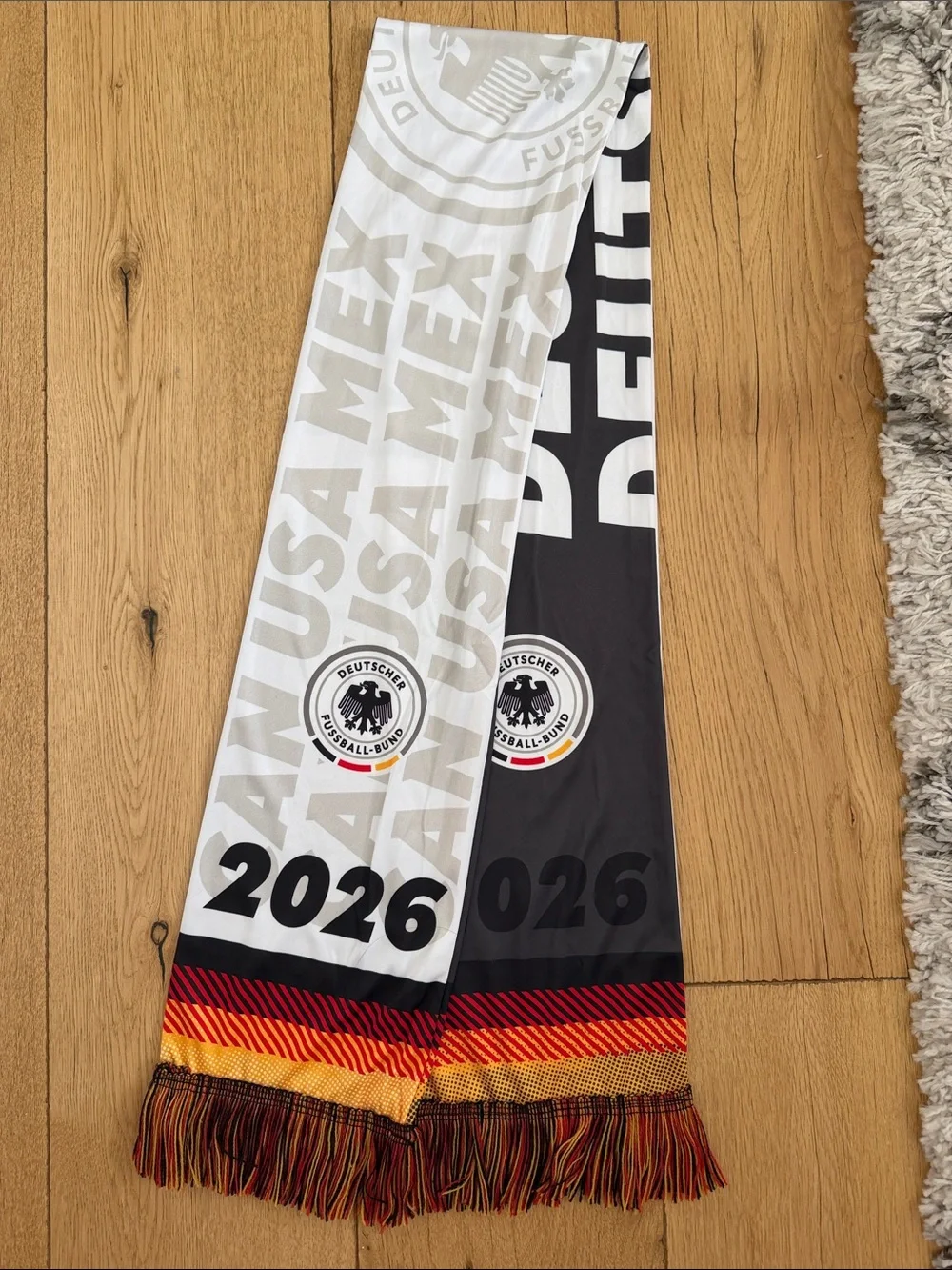 Germany 2026 Scarf with DFB Crest - White, Black, Red, Gold